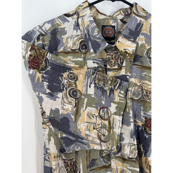 Vintage Harley Davidson Motorcycle Men's Button Up Shirt Graphic 3XL Cotton Lawn - Picture 2 of 7